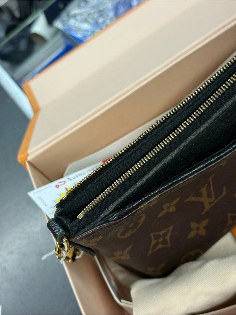 Louis Vuitton Brown Monogram Canvas Chain Shoulder Bag PALLAS clutch purse